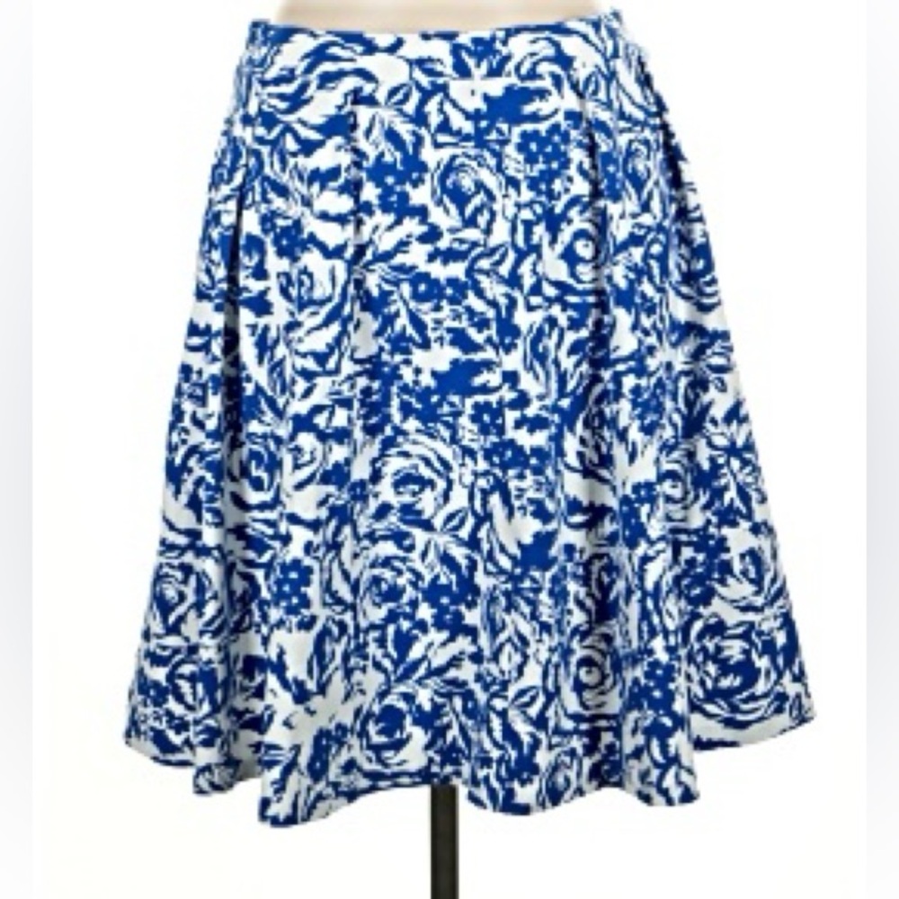 Adrienne Vittadini Blue and White pleated twirl Women's Skirt - small
